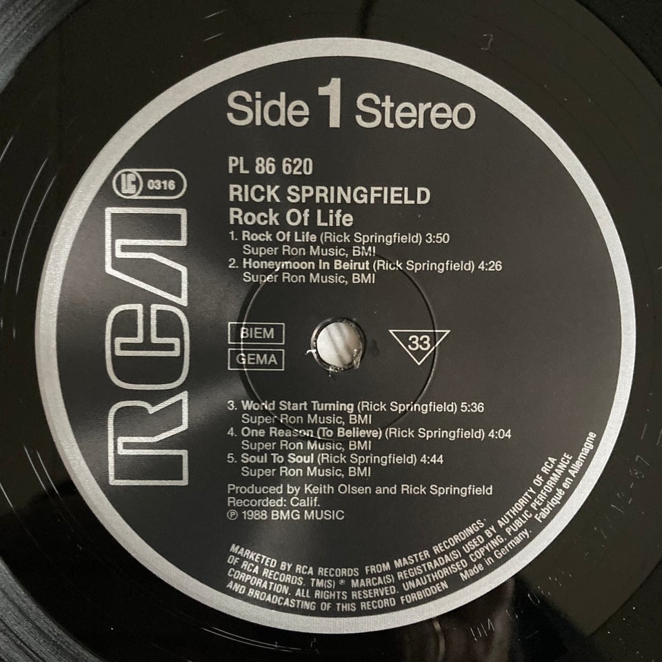 LP, Rick Springfield, Rock Of Life