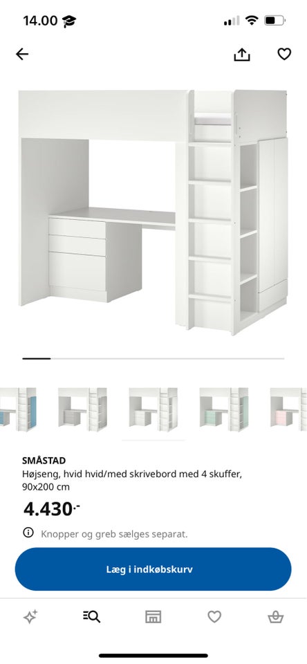 Højseng, Ikea Småstad, b: 90 l: 200