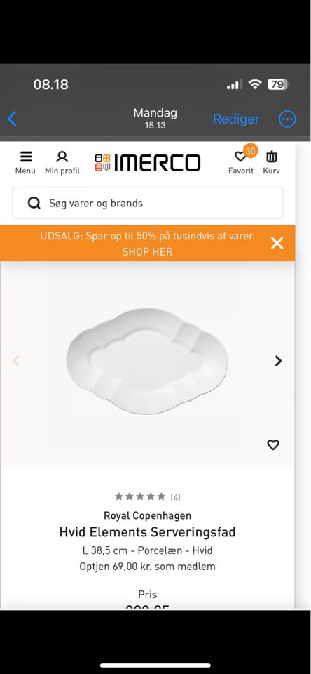 Porcelæn Serveringsfad