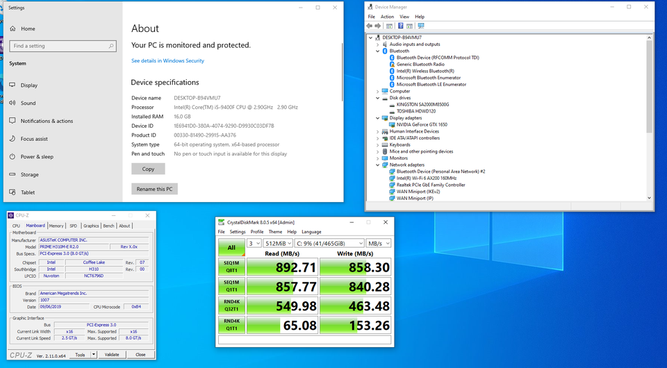 Selvbyg, i5-9400F, GTX 1650