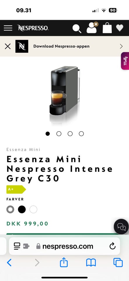 Kaffemaskine , Nespresso Essenza