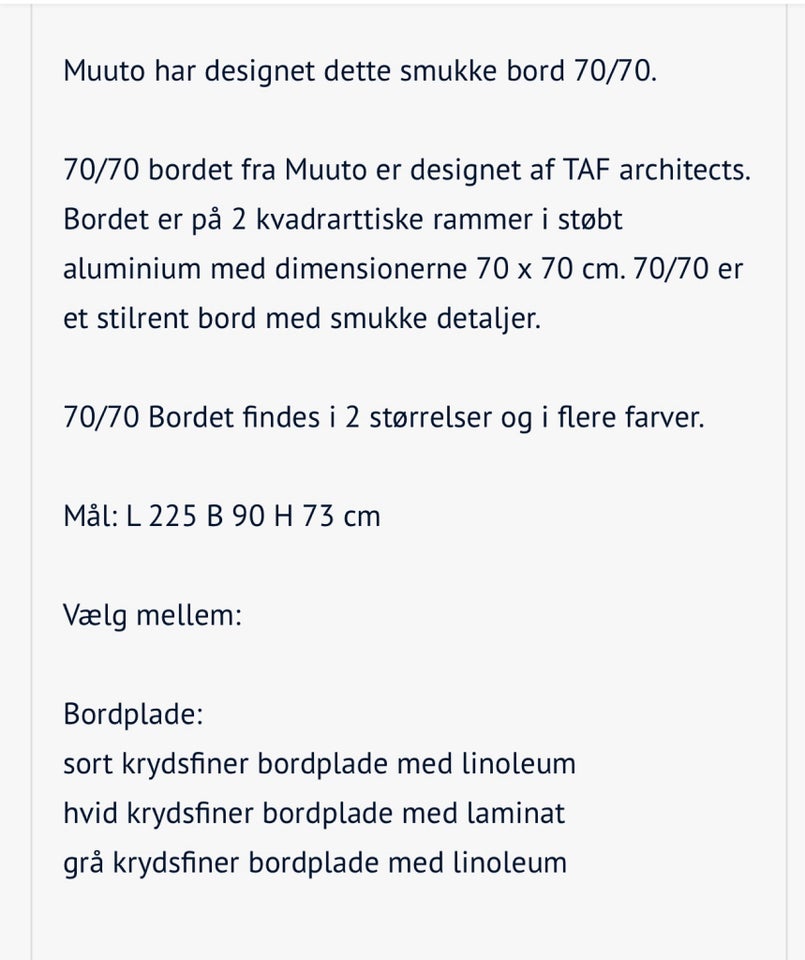 muuto, bord, 70/70