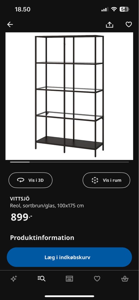 Reol, VITTSJÖ IKEA, b: 100 d: 36 h: