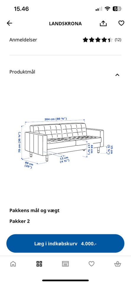 Sofa, stof, 3 pers.