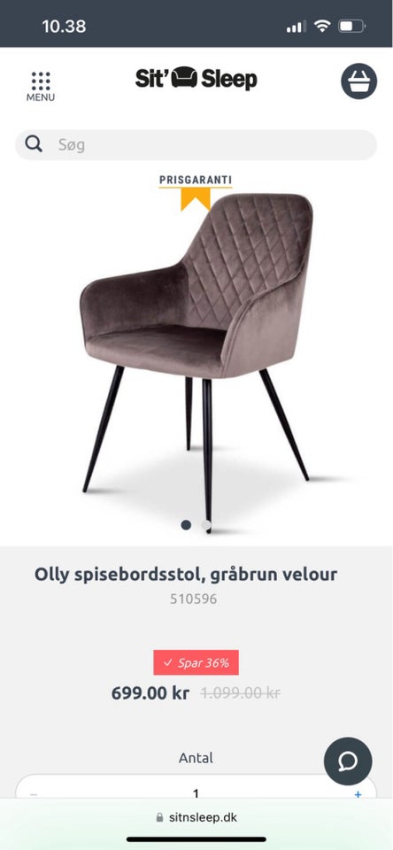 Spisebordsstol Velour Olly