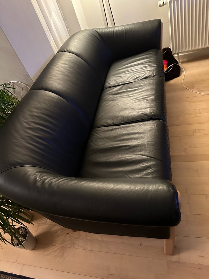 Sofa, læderlook, 3 pers.