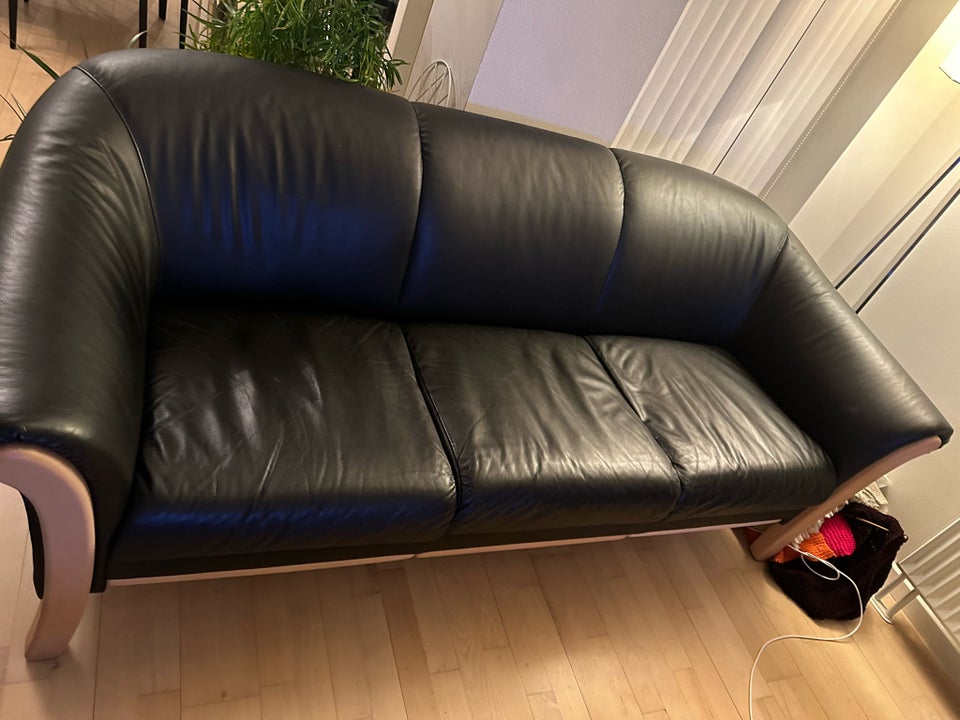 Sofa, læderlook, 3 pers.