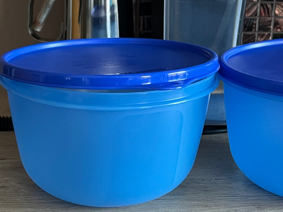 Rundlet blå Tupperware