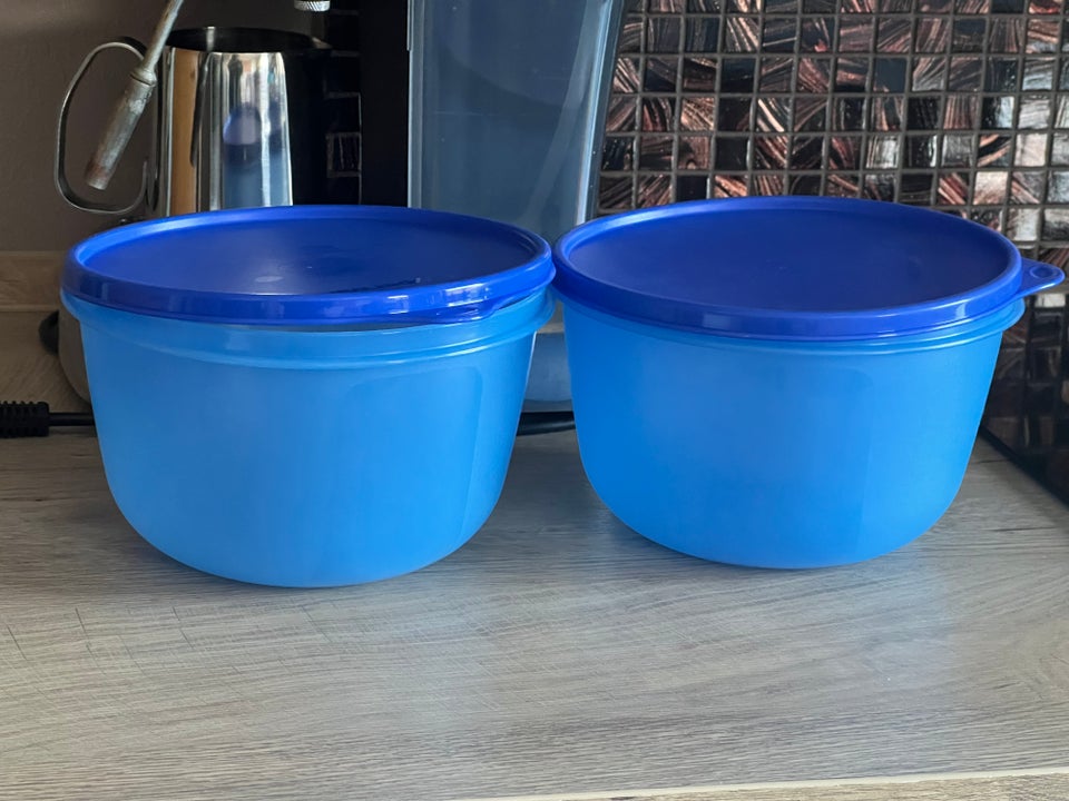 Rundlet blå Tupperware