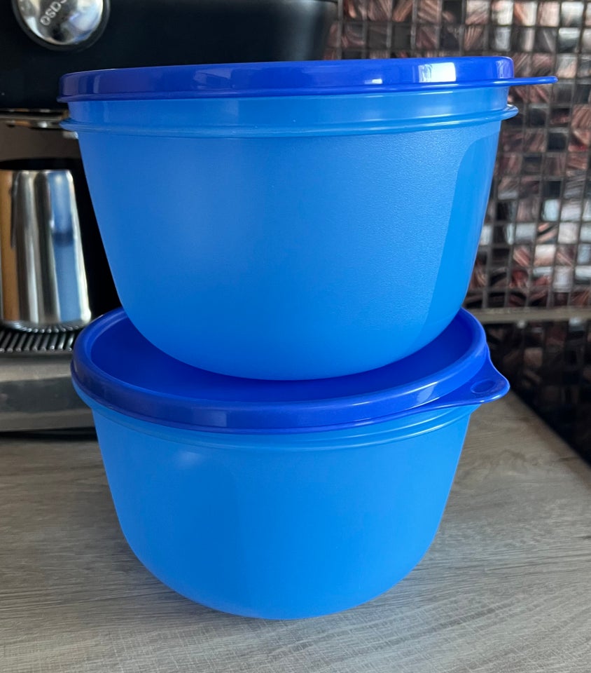 Rundlet blå Tupperware