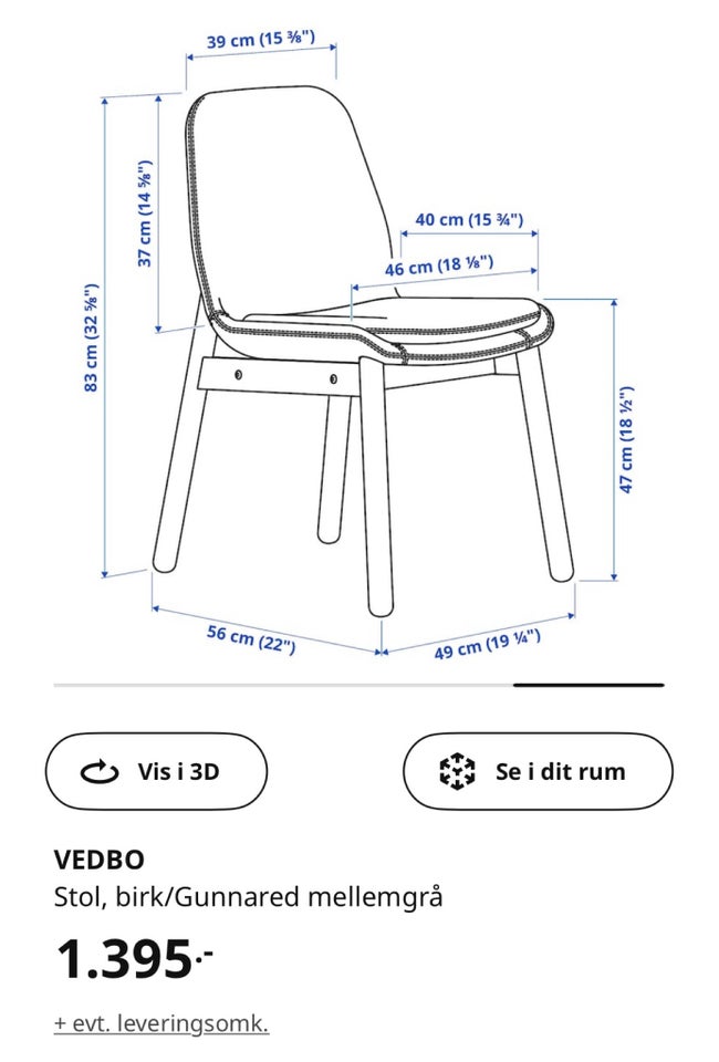 Spisebordsstol IKEA vedbo