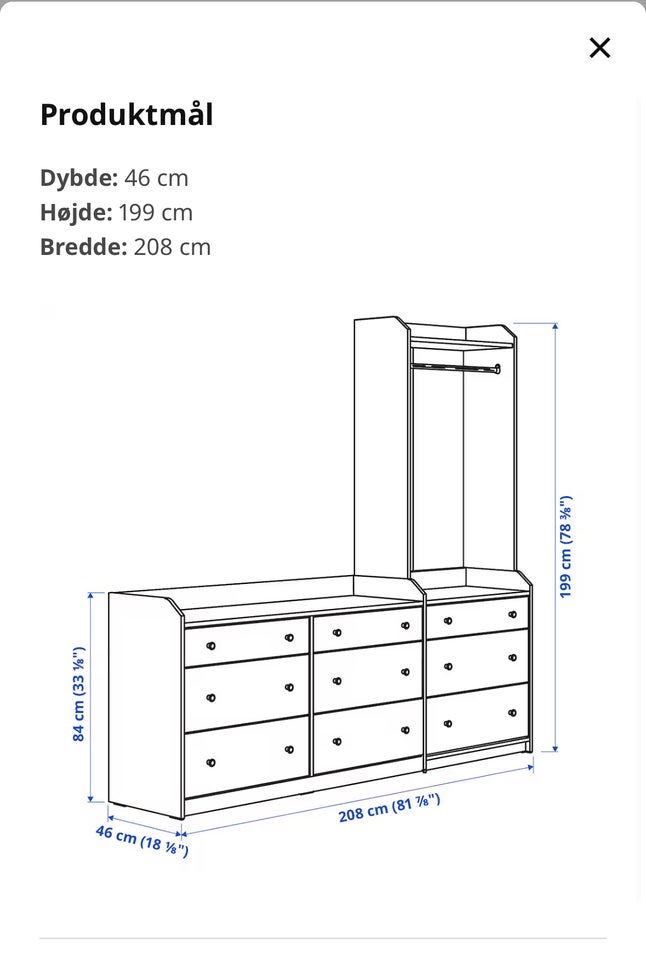 Kommode, b: 208 d: 46 h: 199