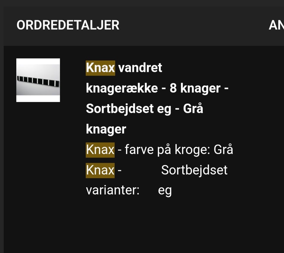 Knax 8 knager / sortbejdset eg, Knax