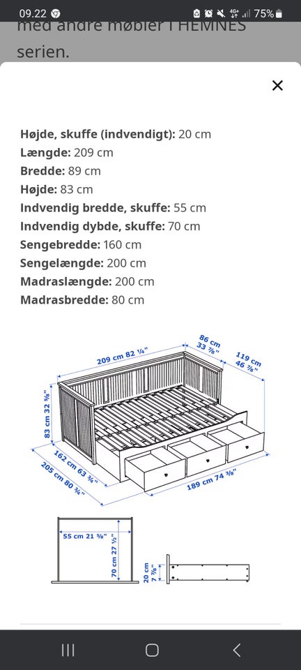 Næsten ny Hemnes sovesofa 3...