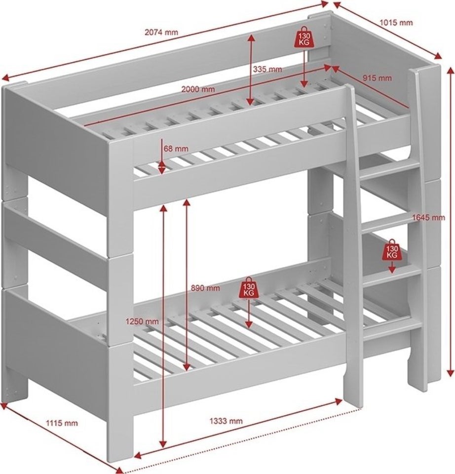 Køjeseng Solid køjeseng b: 90 l: