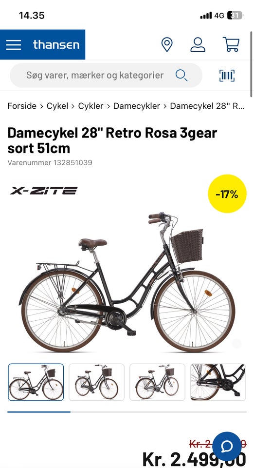 Damecykel andet mærke 3 gear