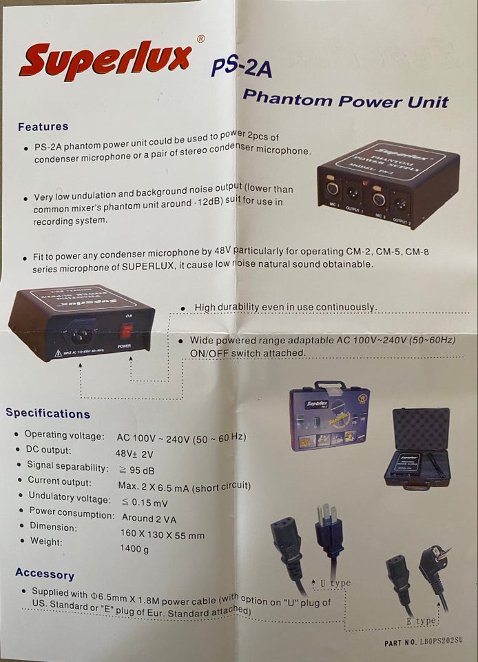 Phantom Power, Superlux PS-2