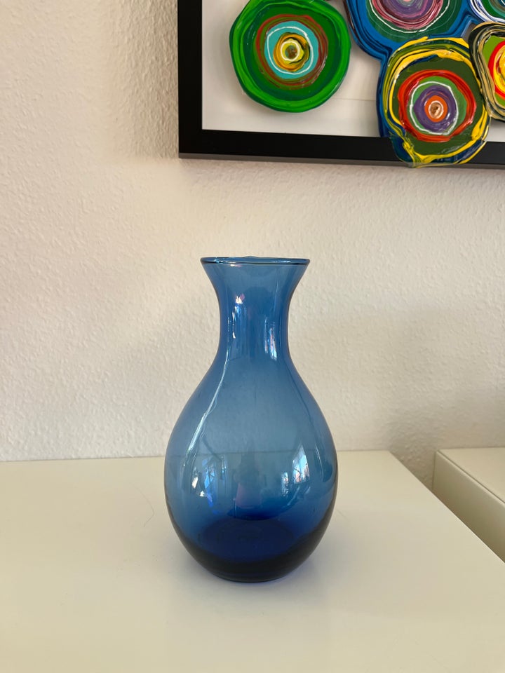 Smuk blå glas vase 20 cm