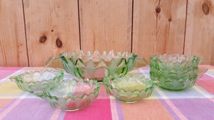 Glas grønt serverings skåle sæt