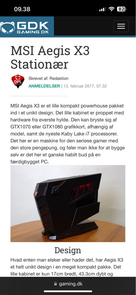 Andet mærke MSI Aegis X3 Perfekt