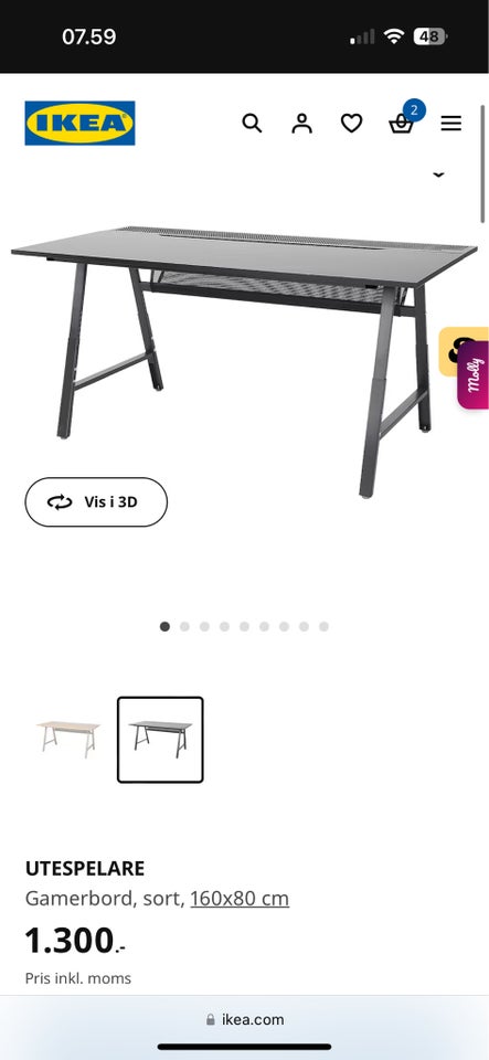 Computerbord, Ikea, b: 160 d: 80