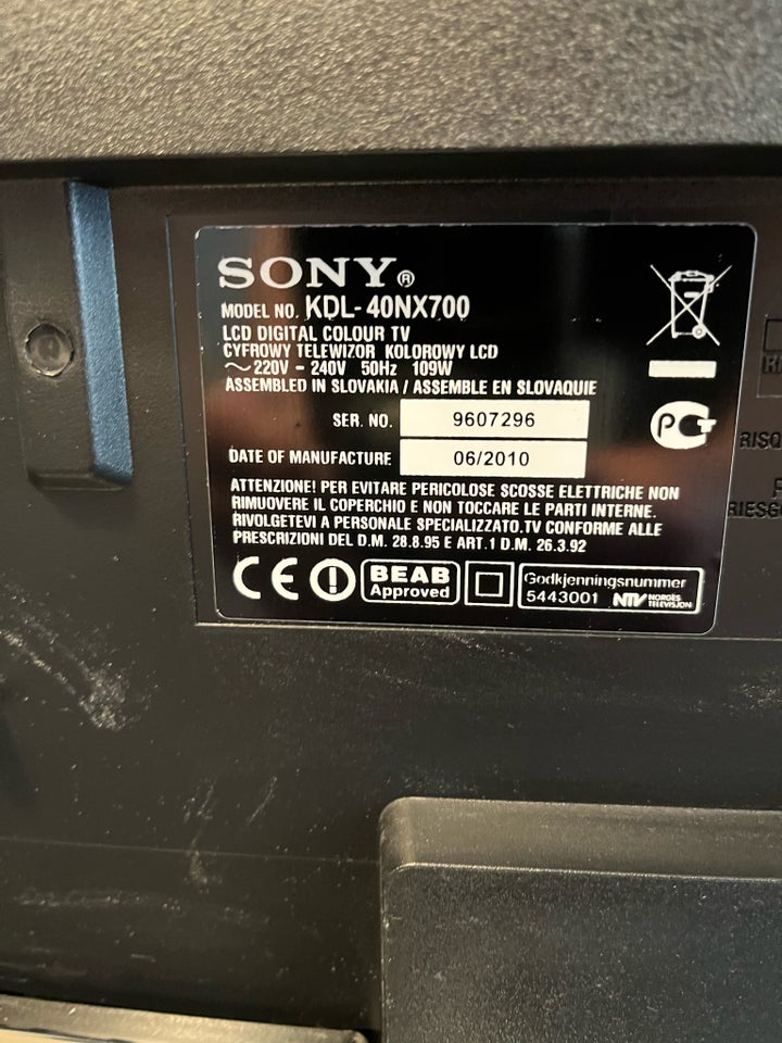 LCD, Sony, Kdl-40nx700