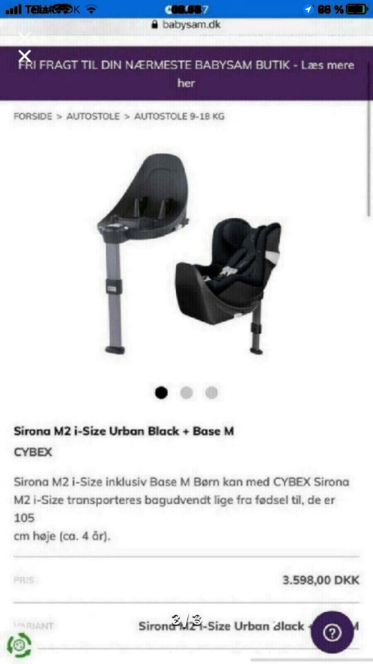 Autostol, op til 18 kg , Cybex Sirona