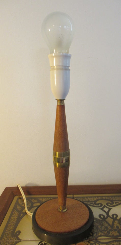 Lampe dansk retro i teak og messing