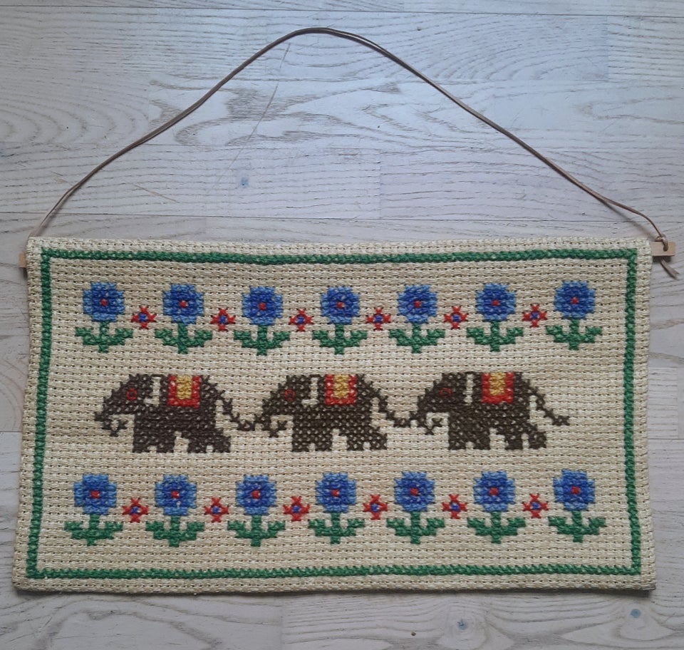 Broderet elefant vægophæng, Retro