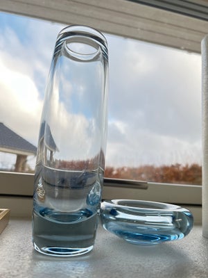 Glas Vase og skål/askebæger