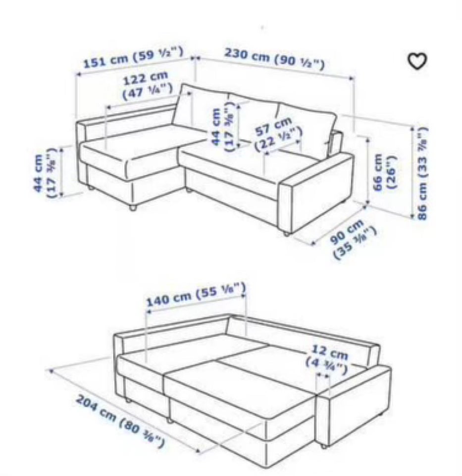 Sovesofa, IKEA Friheten, b: 140 l: