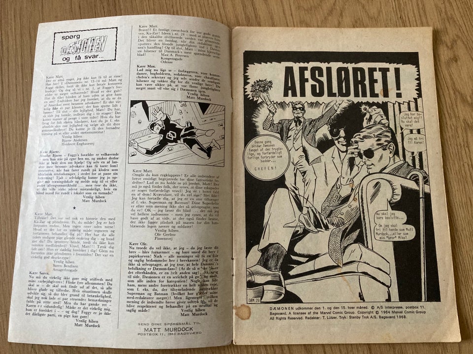 Dæmonen 1968 Nr. 29, Marvel, Blad