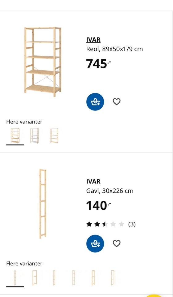 Reolvæg, IVAR Ikea