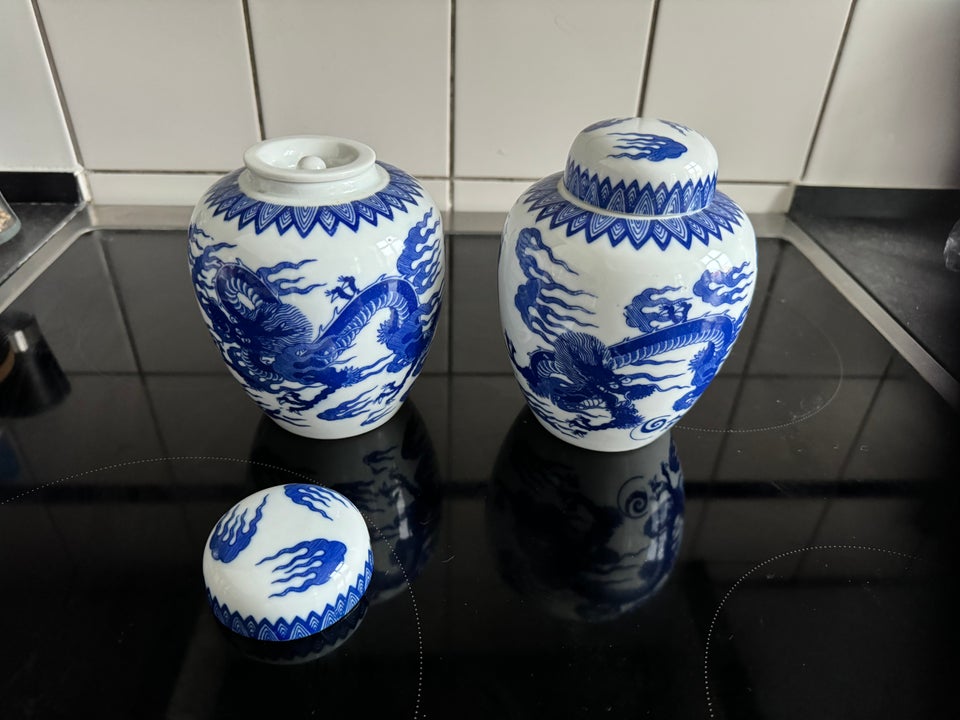 Kinesiske lågkrukker Porcelæn