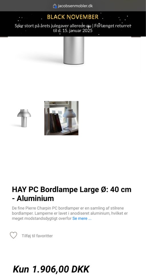 Lampe, HAY PC Bordlampe Large Ø: 40