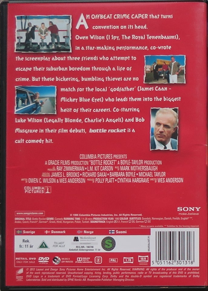 Bottle rocket, DVD, action