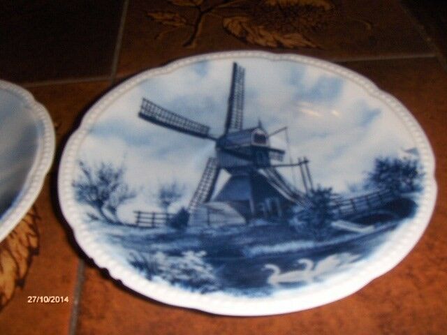 TO DELFT BLAUW VINDMØLLE PLATTER