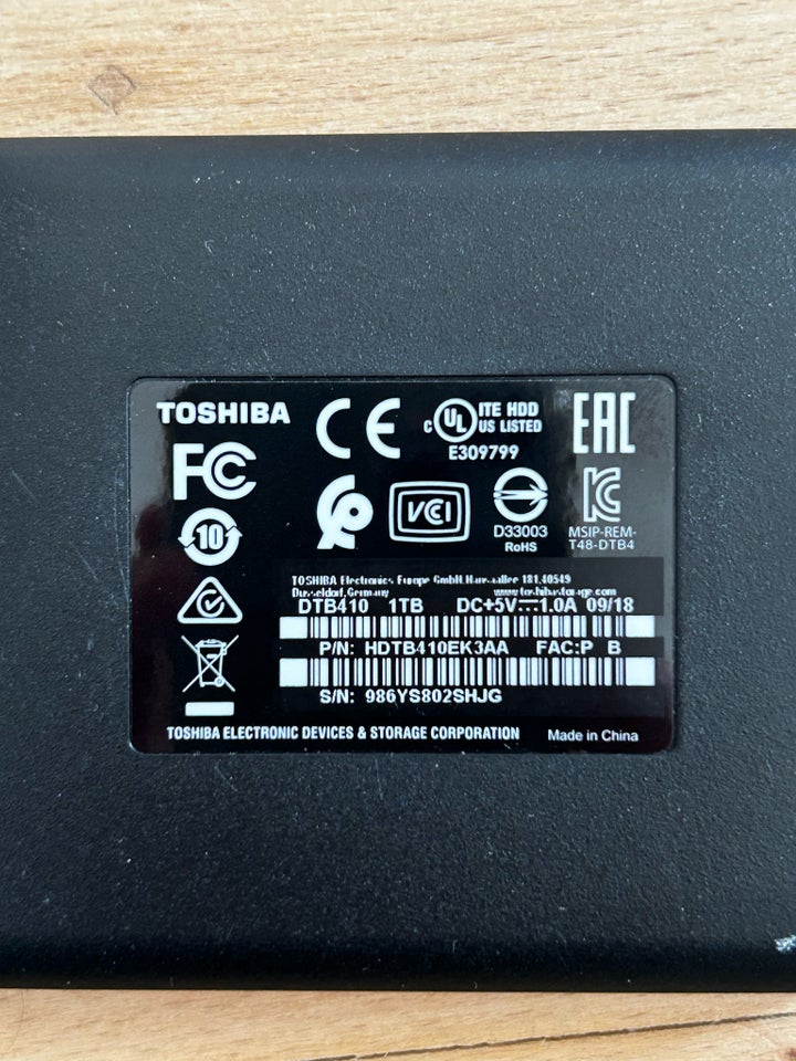 Toshiba, ekstern, 1000 GB