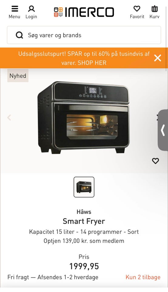 Airfryer dehydrater og alm ovn