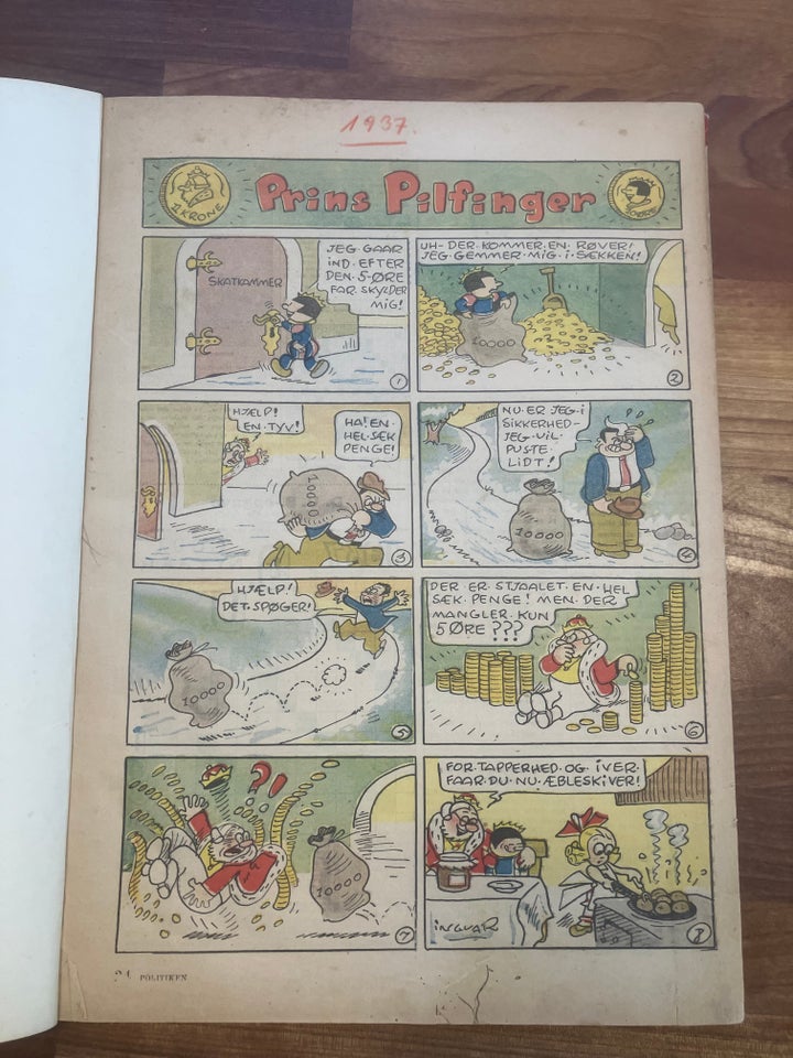 Prins Pilfinger 1937, Tegneserie