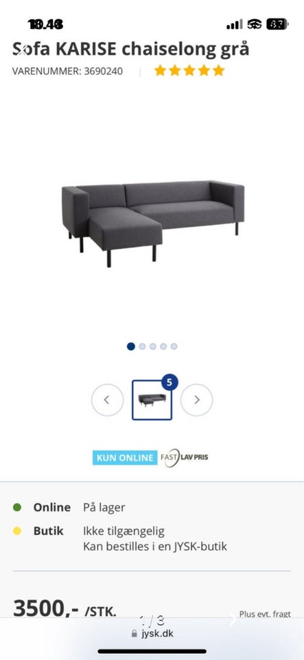 Sofa, 3 pers. , Jysk