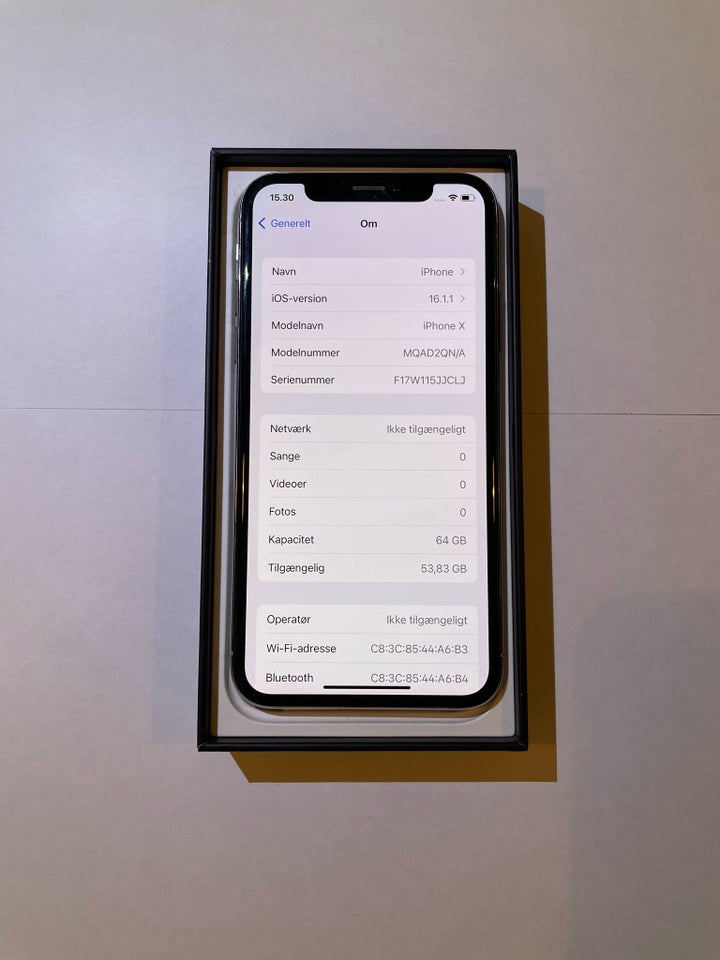 iPhone X, 64 GB, hvid