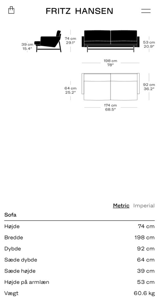 Sofa, uld, Fritz Hansen