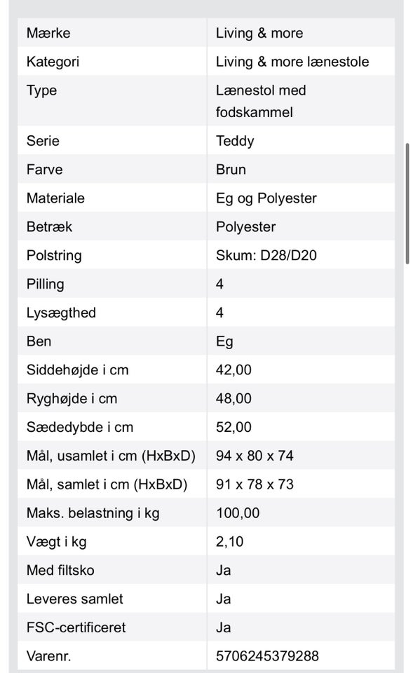 Lænestol andet 4000 KR NYPRIS