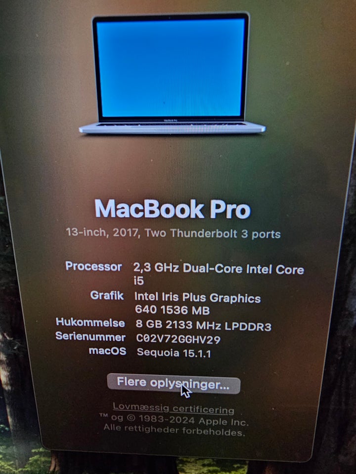 MacBook Pro, 2017 a1708 model. , I5