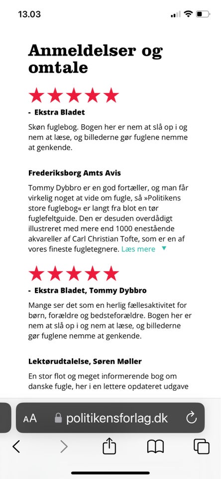 Politikens store fuglebog , Tommy