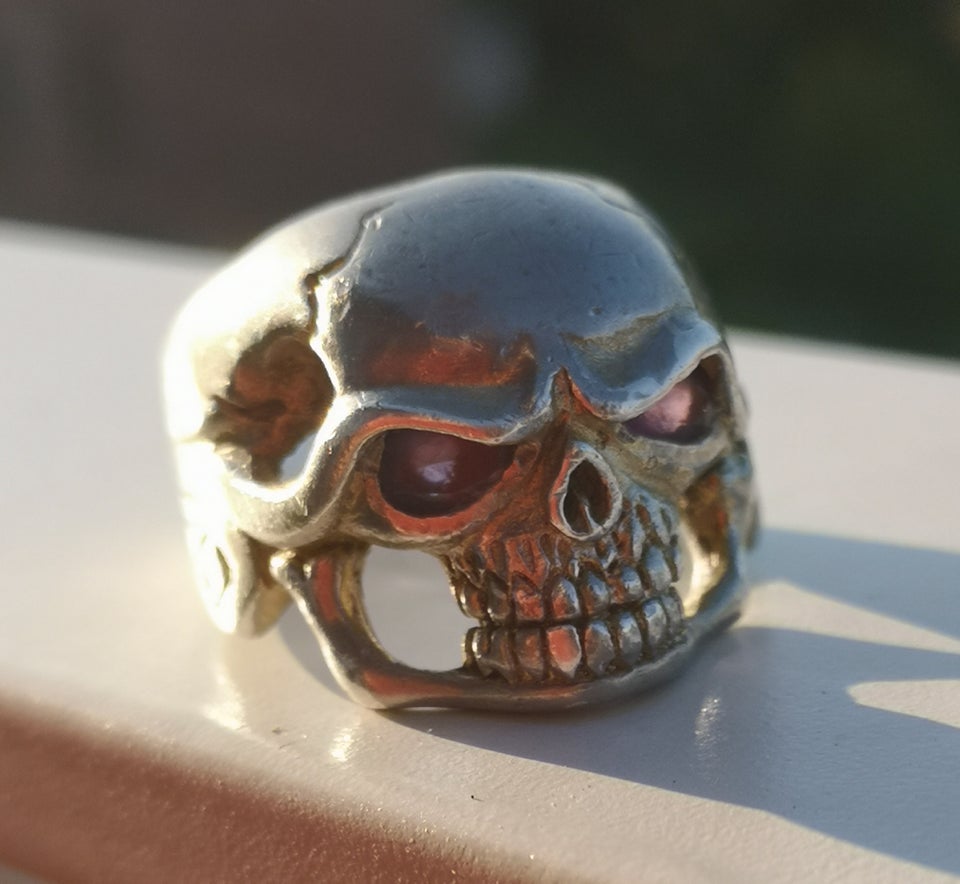 Fingerring, sølv, Skull m/