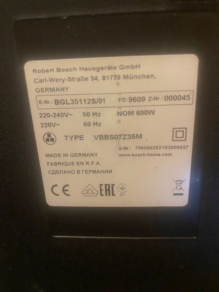 Støvsuger Bosch MoveOn 600 watt