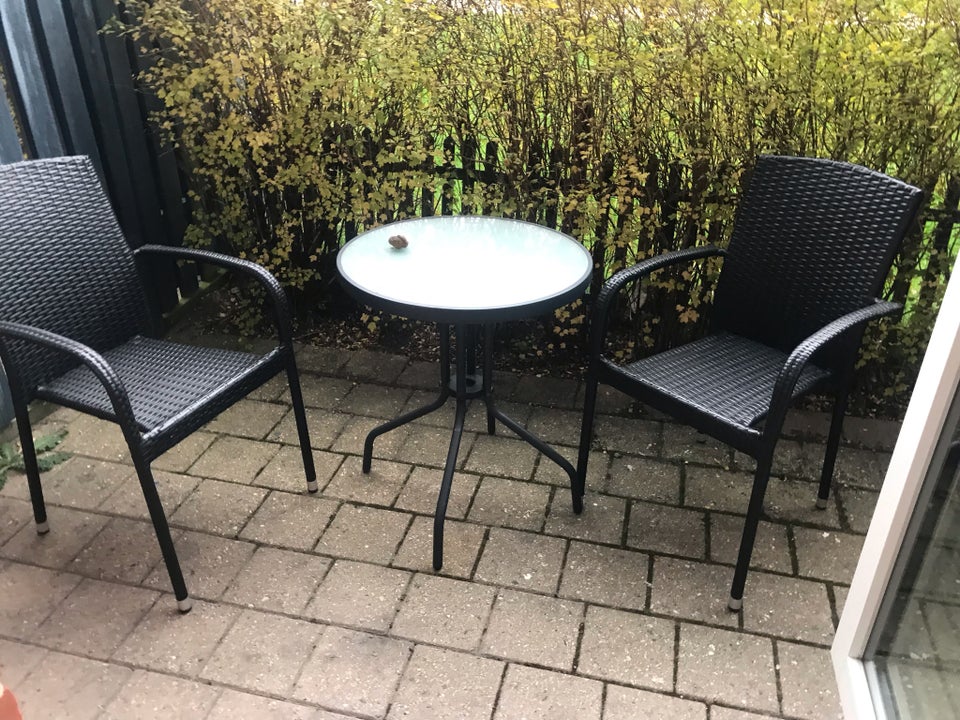 Cafesæt, Glasbord og 2 fletstole