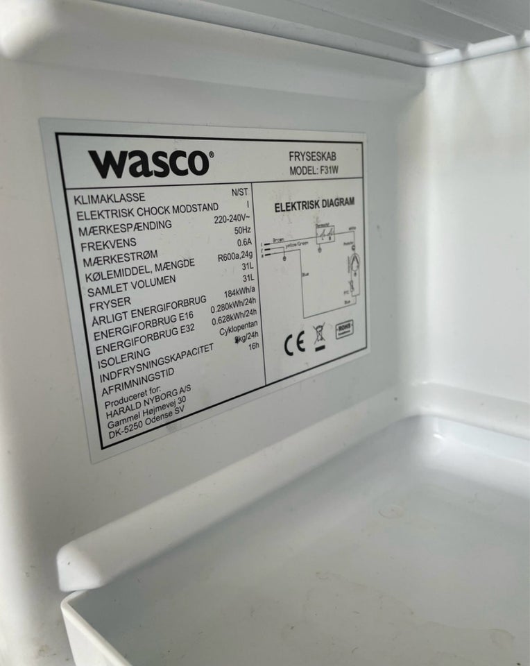 Fryseskab, Wasco F31W